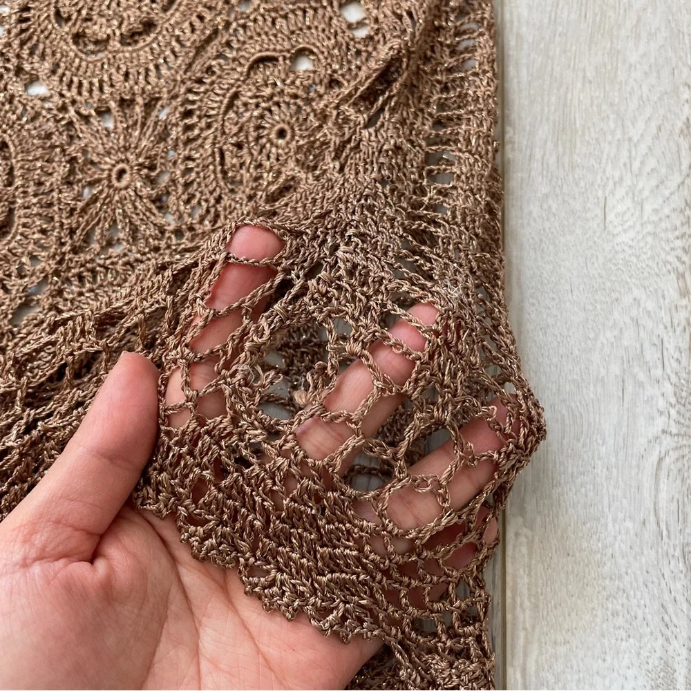 Vintage Crochet Top Brown (s/m) siNita bohemian festival swim cover up beach - Picture 5 of 6